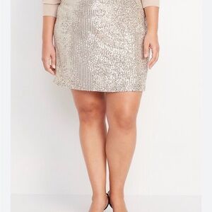Old Navy Glittering Silver Shine Mini Skirt - XXL